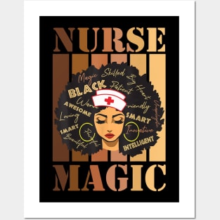 Black Nurse Afro Magic Melanin Black History Month Nurse Posters and Art